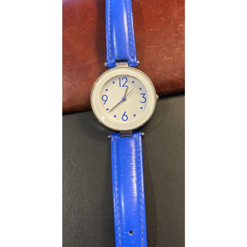 Women's 35mm Silver Tone Gossip Watch with Blue Leather Band